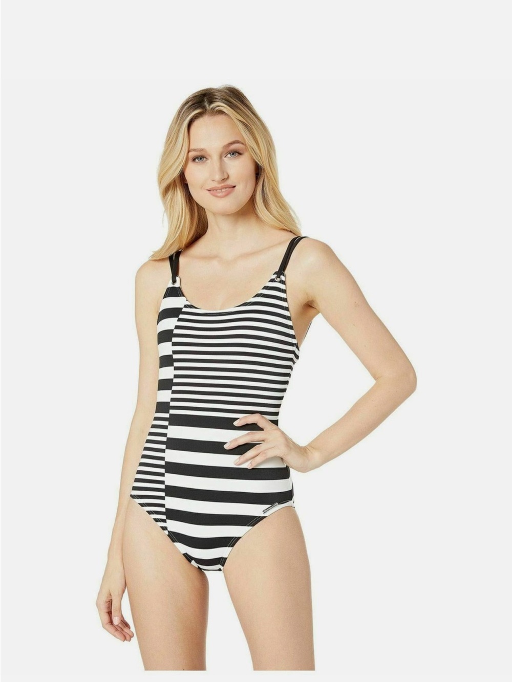 Michael Kors Navy and White Striped One-Piece Swimsuit size 12